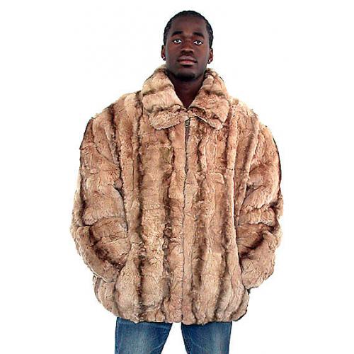 Winter Fur Tan Genuine Chinchilla Fur Bomber Jacket /Detachable Hood